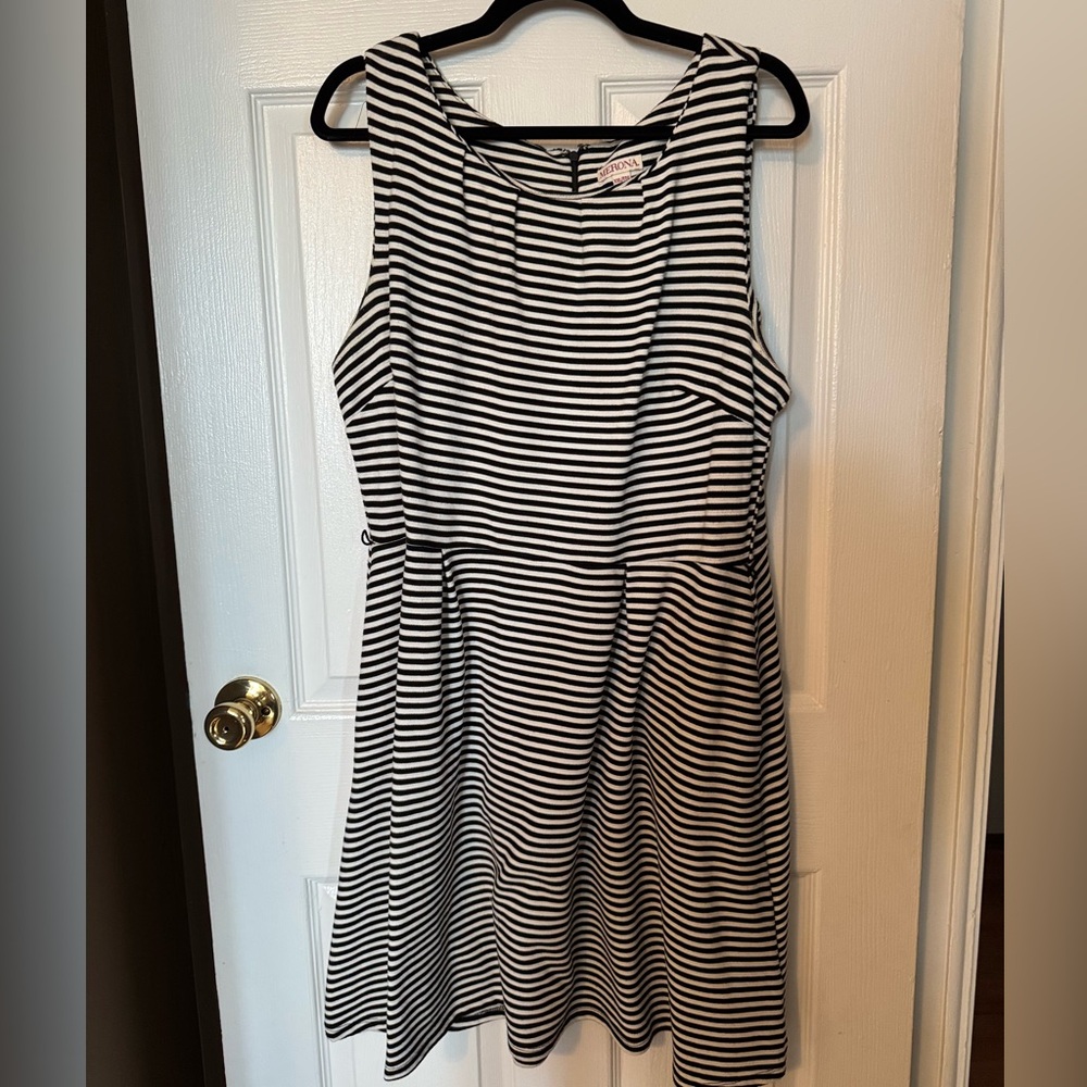 Black and white striped dress